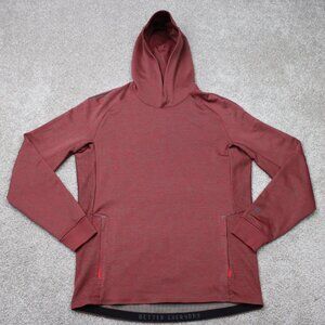 Lululemon Hoodie Mens Medium red Textured Tech Hooded Sweatshirt Vented Pullover
